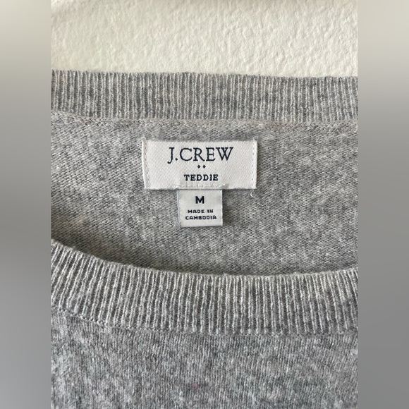 J crew grey cotton wool blend Teddie crew neck comfy sweater - Picture 2 of 4